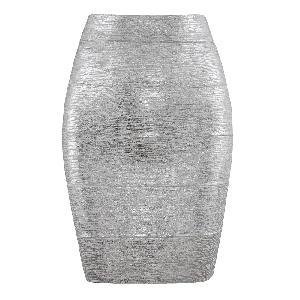 Wholesale Women Summer Fashion Sexy Gold Bronzing Bandage Skirt Night Club bodycon Pencil Skirt Faldas 46cm 210306