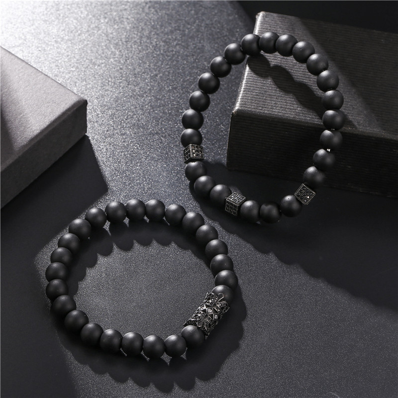 Natural Stone Beaded Mens Bracelet 2pcs/set Pulseras Masculina Jewelry Women Fashion Charm Bracelets