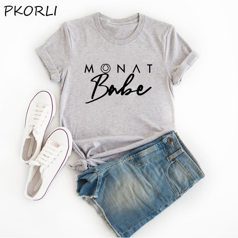 Harajuku Monat Babe T Shirt Women Summer Cotton Short Sleeve Graphic Tee Shirt Monat Team Vintage Tshirt 90s Aesthetic Tee Shirt 210310