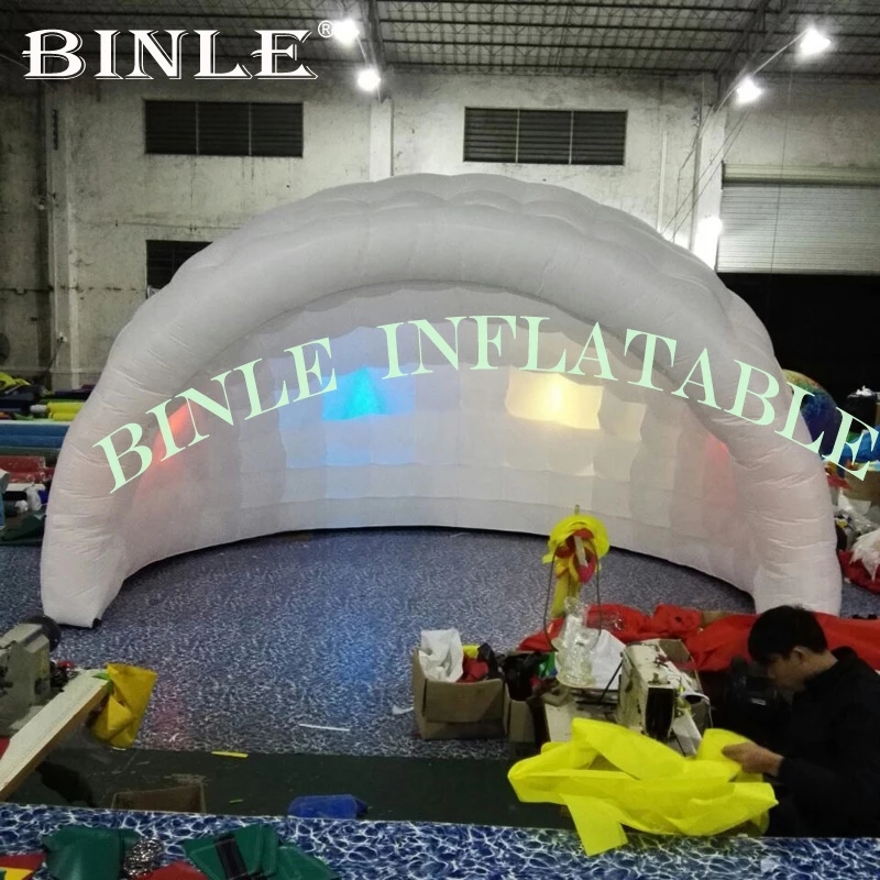5x4x3.5meters cost-effective half inflatable dome tent with led light bar and catering Kiosk for party wedding