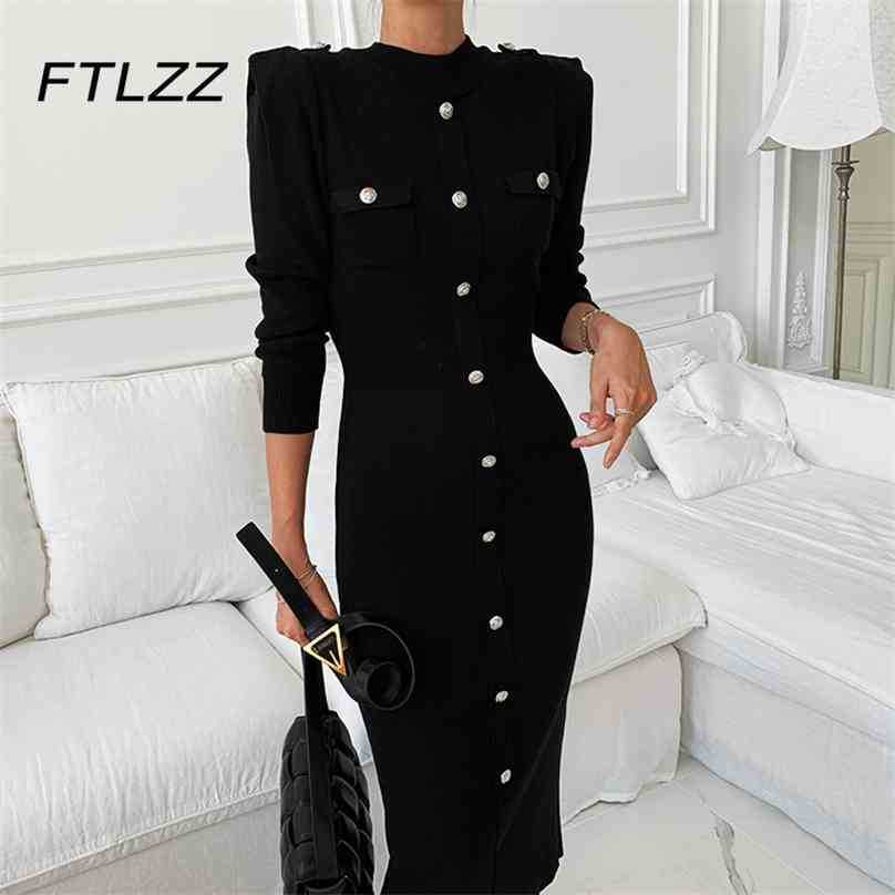 Retro Women Black Dress Fashion Spring Autumn Sweater Bodycon es Ladies Long Sleeve Single Breasted Knit Midi Vestido 210525
Retro Women Black Dress Fashion Spring Autumn Sweater Bodycon es Ladies Long Sleeve Single Breasted Knit Midi Vestido 210525