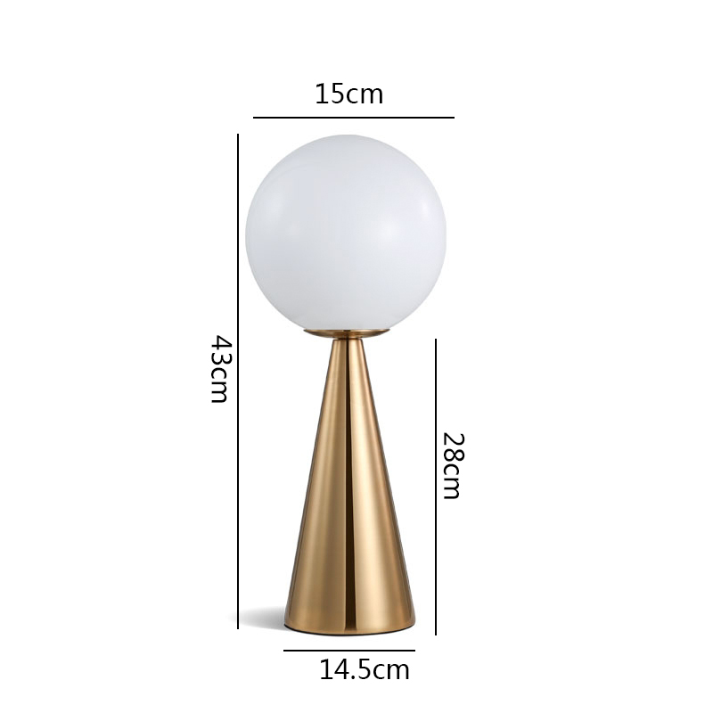 Art Glass ball Table Lamps Creative Gold Cone Lighting fixtures Home Living room bedroom Hotel Decoration Lamps
