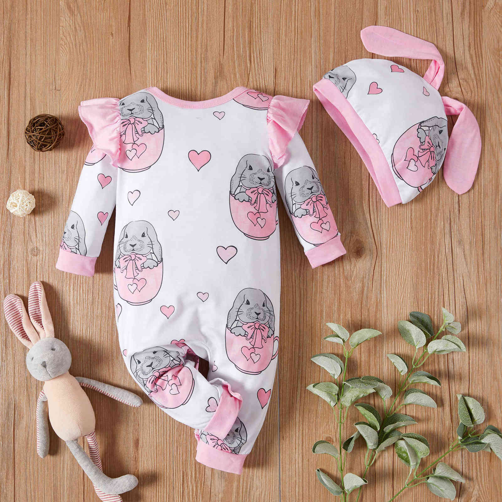 Baby Girl Sweet Rabbit Jumpsuit 210528