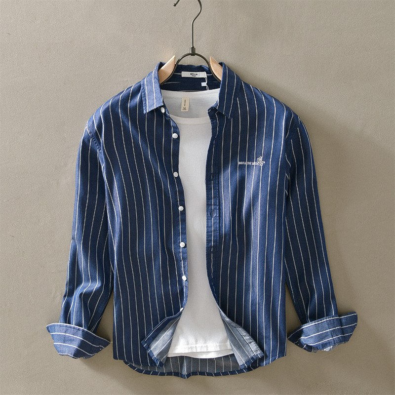 2021 Autumn New Long Sleeve Shirt for Stripes Turn-down Collar Casual Male Fashion Cotton Clothes Tops Y3452 3ftz, Blue.
2021 Autumn New Long Sleeve Shirt for Stripes Turn-down Collar Casual Male Fashion Cotton Clothes Tops Y3452 3ftz, Blue.