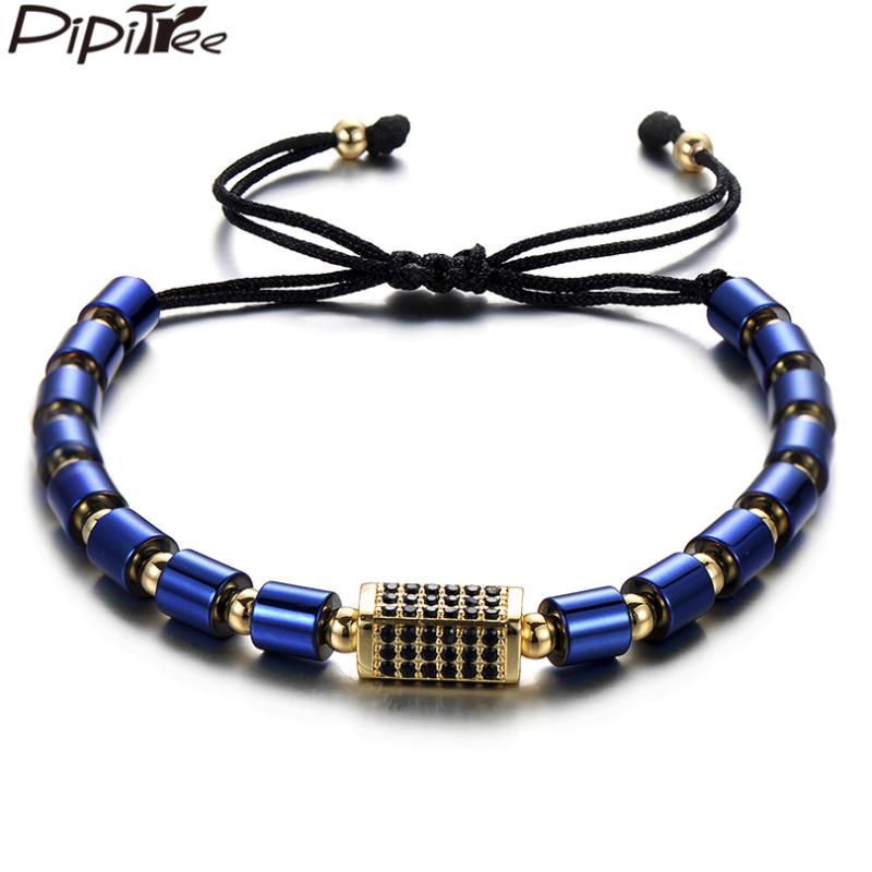 Charm Bracelets Pipitree Trendy Black CZ Geometric Cube Men Bracelet Homme Adjusatble Blue Hematite Beads Braided Jewelry Pulseras
Charm Bracelets Pipitree Trendy Black CZ Geometric Cube Men Bracelet Homme Adjusatble Blue Hematite Beads Braided Jewelry Pulseras