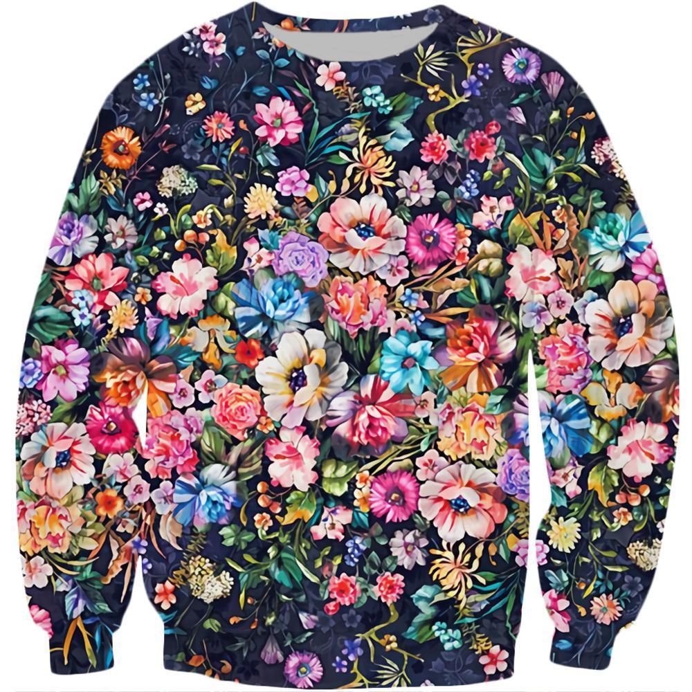 Retro Style Fashion Sweatshirt Birds in Flowers 3D Printed Hoodie Unisex Harajuku floral Long sleeve street Casual Pullover 201103