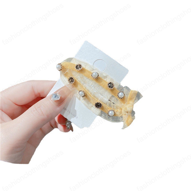 Girls Hair Accessories Hairclips Bb Clip Kids Barrettes Clips Childrens Lace Diamond Pearl Fabric Hairpins