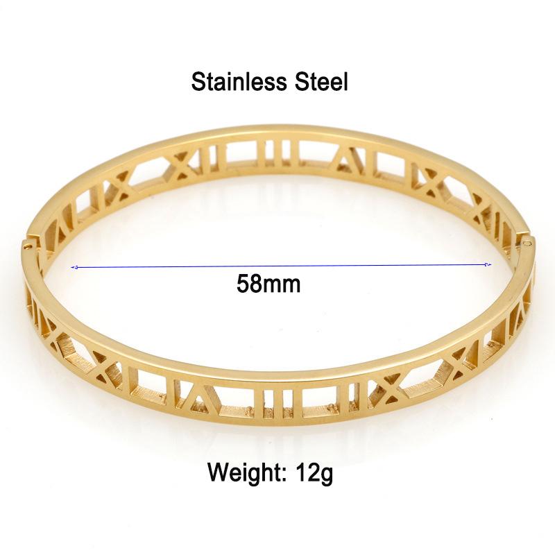 Hollow Roman Numeral Bracelet Jewelry Women Stainless Steel Bracelet Gold Silver High Quality1