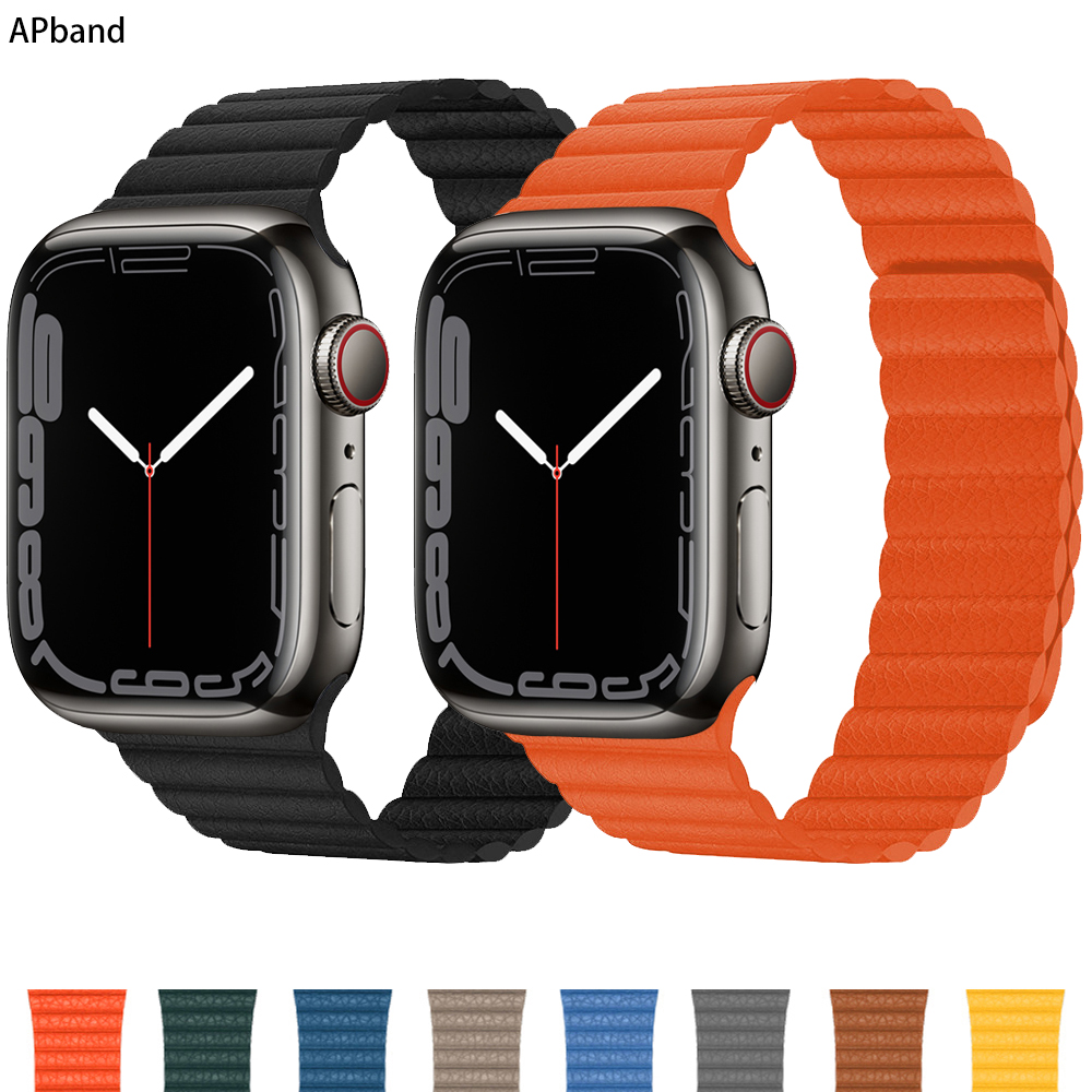 Leather loop for Apple Watch strap 44mm 40mm 41mm 45mm 38mm 42mm Magnetic wristband bracelet correa iWatch series 5 4 3 2 SE 6 7 Fashion simple Sky blue orange watch band
Leather loop for Apple Watch strap 44mm 40mm 41mm 45mm 38mm 42mm Magnetic wristband bracelet correa iWatch series 5 4 3 2 SE 6 7 Fashion simple Sky blue orange watch band