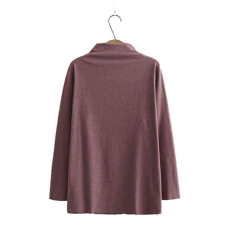 Plus Size Women Sweater Spring/Autumn Jumper Solid Mock Neck Knitted Thread Cotton Tops Undershirt Fashion XL/4XL 211104