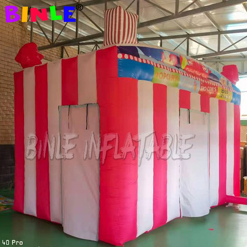 Fast food oxford pink giant inflatable carnival treat shop/Concession Stand/popcorn ice cream booth with blower