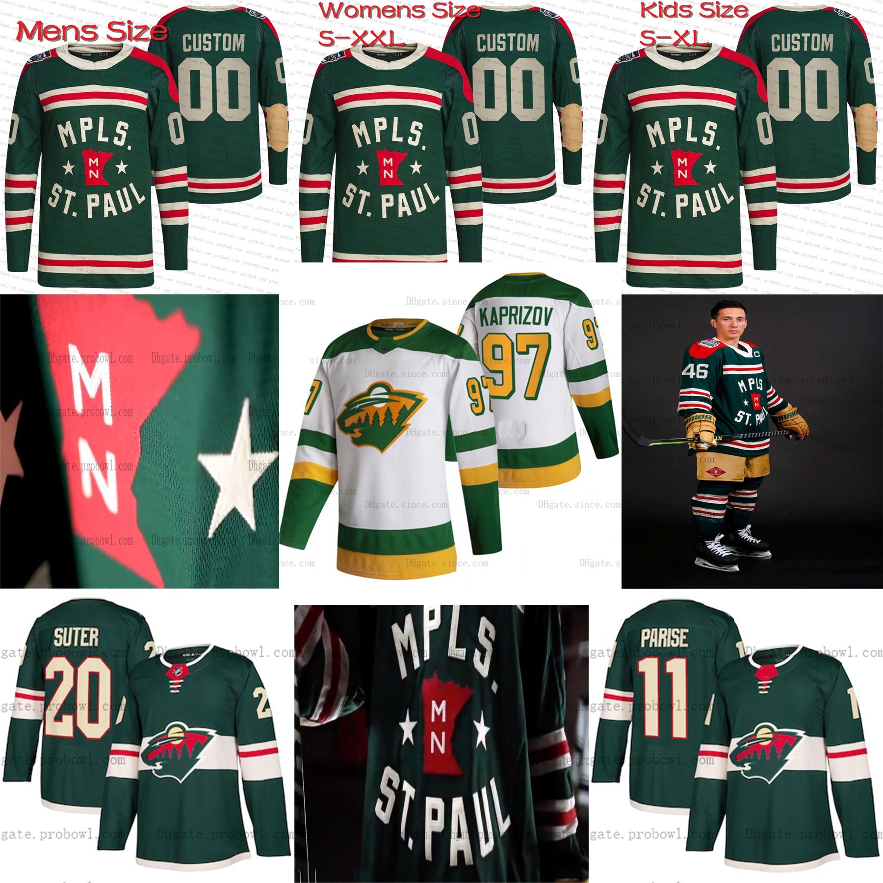 Youth Minnesota Wild Kirill kaprizov 2021-22 Winter Classic Hockey Jersey Kevin Fiala Zach Parise Matt Dumba Jared Spurgeon Joel Eriksson Ek Marcus Foligno Blank, Mens white away