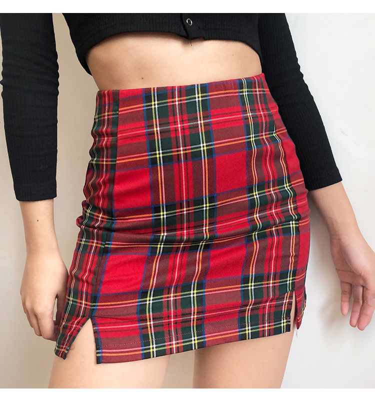 Vintage Sexy mini plaid skirts womens kawaii pencil bodycon skirts women red blue skirt girl summer korean faldas mujer 210306