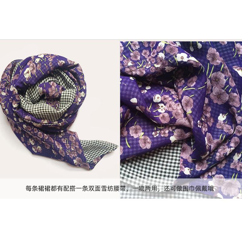 Casual Dresses High Quality 2021 Bohemian Long Maxi Denim Chiffon Patchwork Spring Boshow Three Quarter Sleeve Jeans Dress With Flower Belt