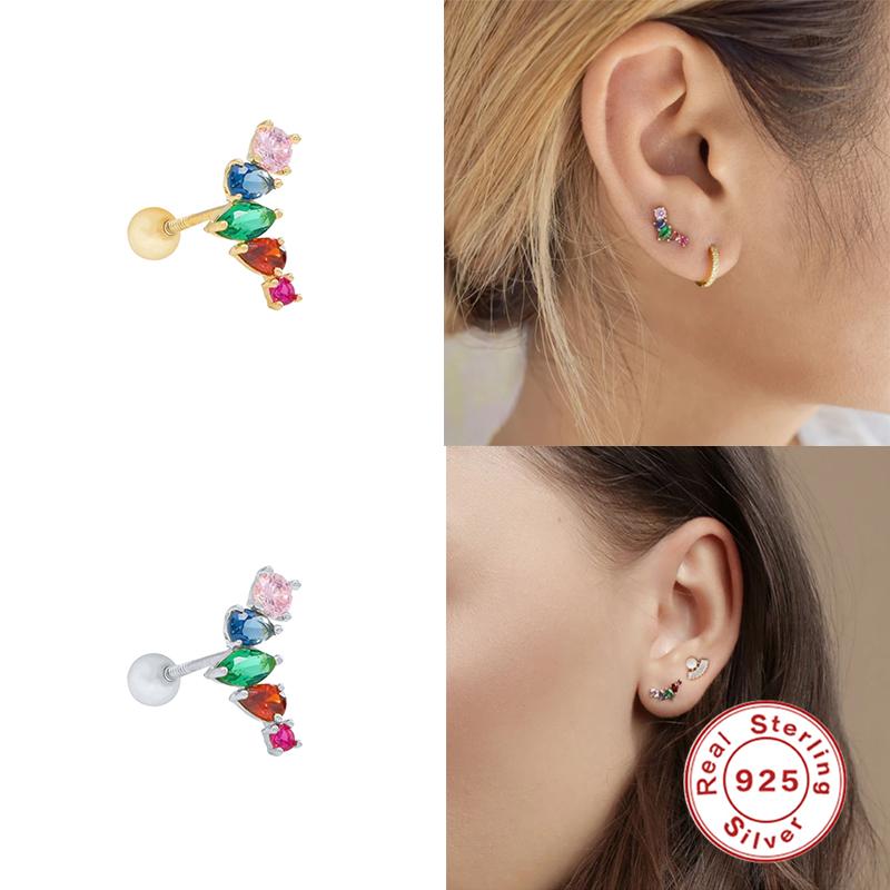 Stud BOAKO 925 Sterling Silver Diamond Earrings For Women Rainbow Cubic Zirconia Jeweled Pearl Beads Ear Party Fine Jewelry
Stud BOAKO 925 Sterling Silver Diamond Earrings For Women Rainbow Cubic Zirconia Jeweled Pearl Beads Ear Party Fine Jewelry