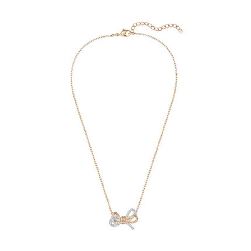 Shijia Necklace Two Color Bow Crystal Diamond Trend Simple High Quality Clavicle Chain Female