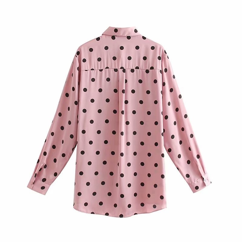new women sweet polka dot print casual business Blouse shirts office lady long sleeve pocket blusas chic femininas tops T200321