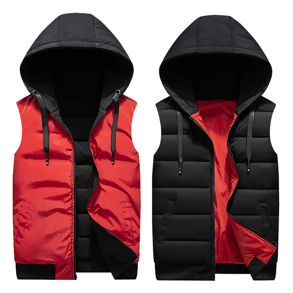 New Winter Reversible Hooded Sleeveless Jackets Stylish Camouflage Men's Vest Plus Size 4XL Double Side Windproof Warm Waistcoat 201120