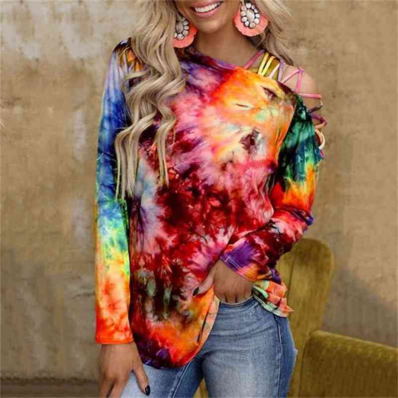 Casual T Shirt Women Fashion Tie Dye Top Tee Shirts Print Off Shoulder Long Sleeve Female T-Shirt Pullover Woman Clothes Ropa 210708, Color 8-blue red
Casual T Shirt Women Fashion Tie Dye Top Tee Shirts Print Off Shoulder Long Sleeve Female T-Shirt Pullover Woman Clothes Ropa 210708, Color 8-blue red
