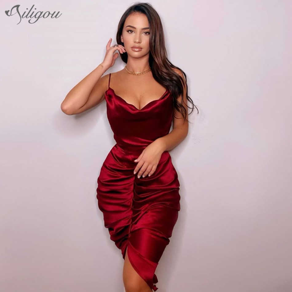 Autumn Women'S Sleeveless Pasta Belt Irregular Draped Tight Skirt Dress Celebrity Runway Club Party Vestidos 210527