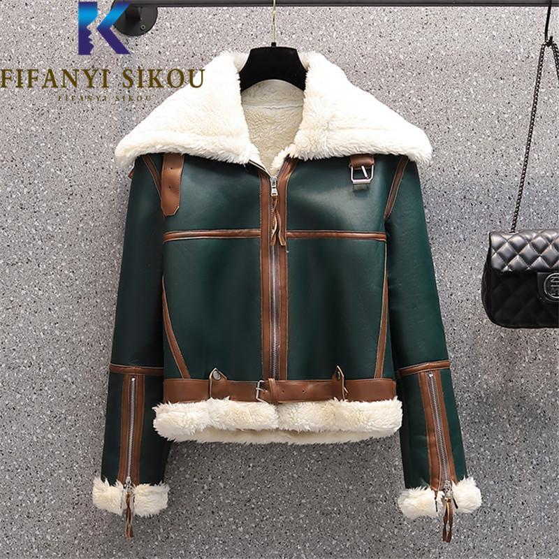 Women's Leather & Faux Jacket Women Thick Warm Lambswool Spliced Fashion Green Winter PU Lapel Zipper Loose Short Motorcycle Coat, Black
Women's Leather & Faux Jacket Women Thick Warm Lambswool Spliced Fashion Green Winter PU Lapel Zipper Loose Short Motorcycle Coat, Black
