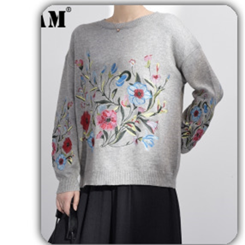 [EAM] Loose Fit Black Plaid Asymmetrical Sweatshirt New Round Neck Long Sleeve Women Big Size Fashion Tide Spring 1S382 201211