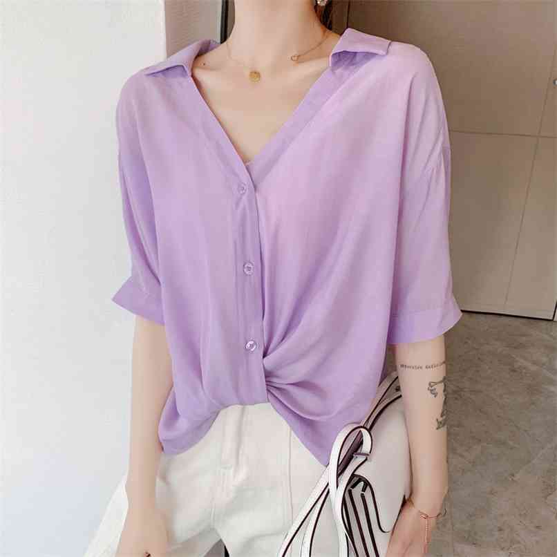 Deep V-Neck Blouse Women Summer Criss-cross Chiffon Female Solid Short Sleeve Loose Casual All-match Shirts Plus Size 210601, Yellow
Deep V-Neck Blouse Women Summer Criss-cross Chiffon Female Solid Short Sleeve Loose Casual All-match Shirts Plus Size 210601, Yellow