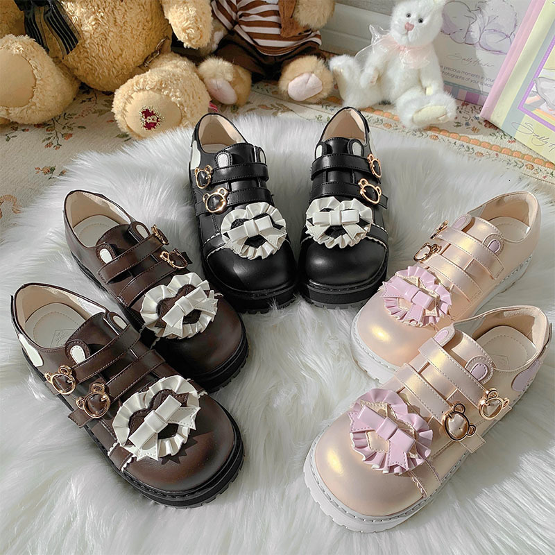 Beautiful Lolita Bear Japanese Women's Shoes Thick Round Soles Student Loli's Head Sweet Girls Cosplay Double Fivela Gothic Platform Hga4, Black 
Beautiful Lolita Bear Japanese Women's Shoes Thick Round Soles Student Loli's Head Sweet Girls Cosplay Double Fivela Gothic Platform Hga4, Black