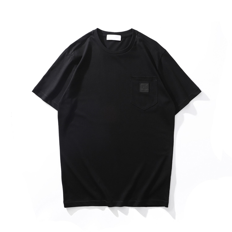 Summer Men's T-Shirts leisure simple badge design high quality cotton short sleeve Fashion loose top solid color pocket
