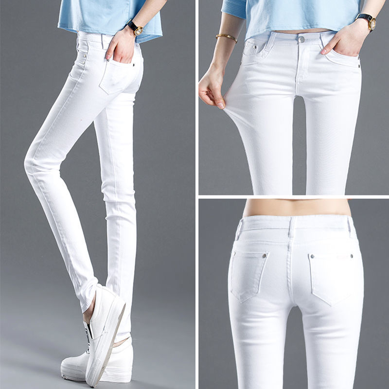 LISM white high waist jeans women spring jeans woman skinny slim OL office lady denim pencil pants female jeans femme trousers 210222