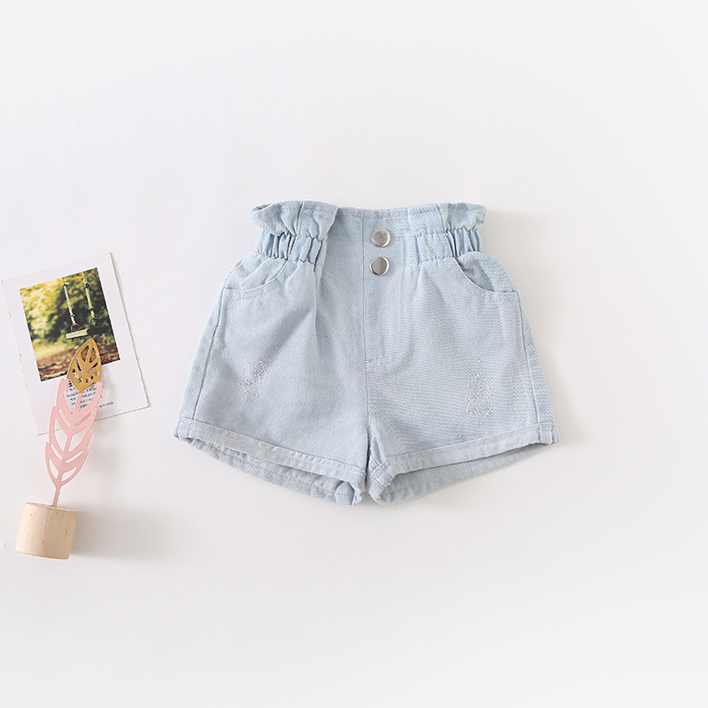 Summer Arrival korean style cotton pure color high waist all-match fashion short pants for cute sweet baby girls 210303
