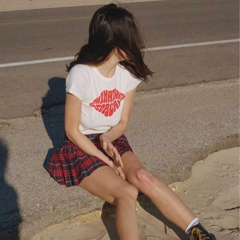 O-neck Print Short Sleeve Tee Shirt Women Summer Simple Casual Kawaii Tops White Ins Retro Preppy Style T Shirts 13A191 210525