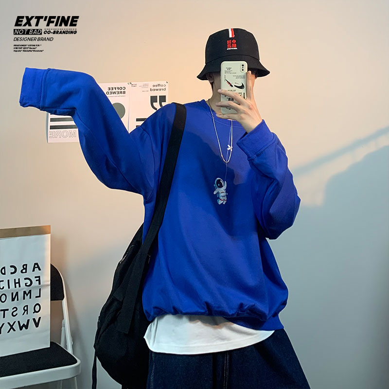 ExtFine Astronaut Print Sweatshirts Fleece Men Oversize Warm Hoodies Women Baggy Thicken Cute Sweatshirt Harajuku Hoodies 201104