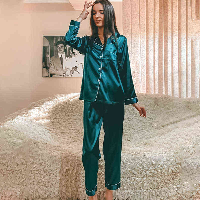 Pink Women's 7 Pieces Pajamas Sets Faux Silk Striped Pyjama Women Sleepwear Sets Spring Summer Autumn Homewear 211109