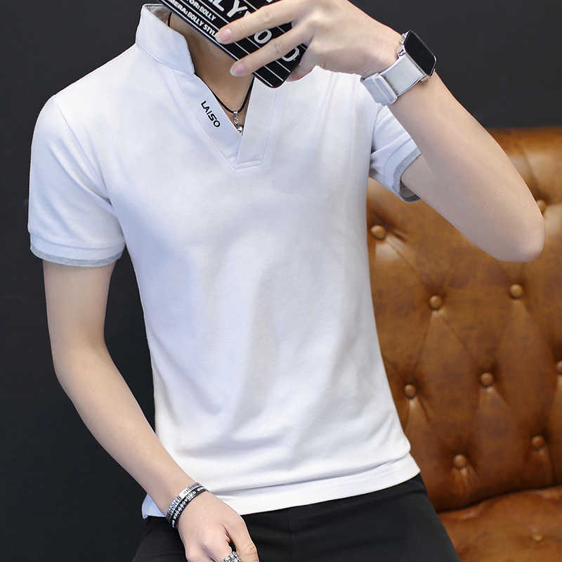 Short sleeve t-shirt men's V-neck summer new 2021 fashion solid color. T-shirt personality fashion men's slim thin clothes, Black
Short sleeve t-shirt men's V-neck summer new 2021 fashion solid color. T-shirt personality fashion men's slim thin clothes, Black