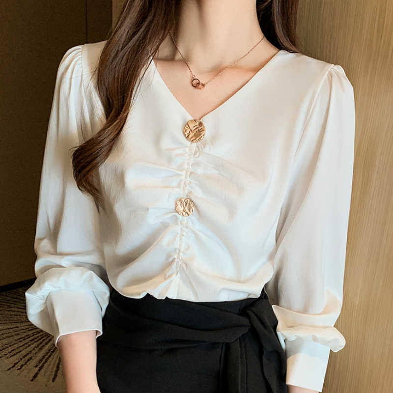 Fashion Woman Blouses Long Sleeve Blouse Women V-neck Chiffon White Blouse Shirt Ladies Tops Womens Tops And Blouses C641 210602
Fashion Woman Blouses Long Sleeve Blouse Women V-neck Chiffon White Blouse Shirt Ladies Tops Womens Tops And Blouses C641 210602