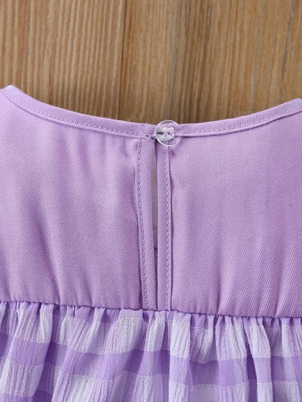 Baby Girl Gingham Contrast Lace Dress SHE