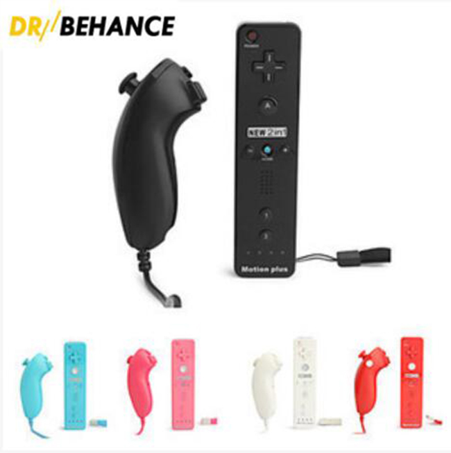 

5 Colors 2 in 1 Retail Built Motion Plus Remote and Nunchuck Controller for Nintendo Wii games 100% compatible