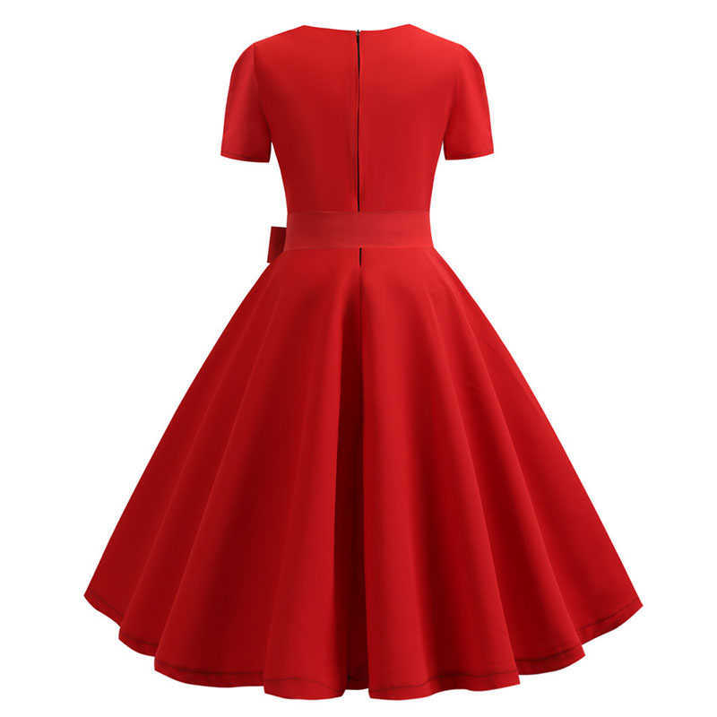 Women Summer Dress Elegant Retro Vintage 50s 60s Robe Rockabilly Swing Pinup Dresses Casual Plus Size Red Party Vestidos 210623