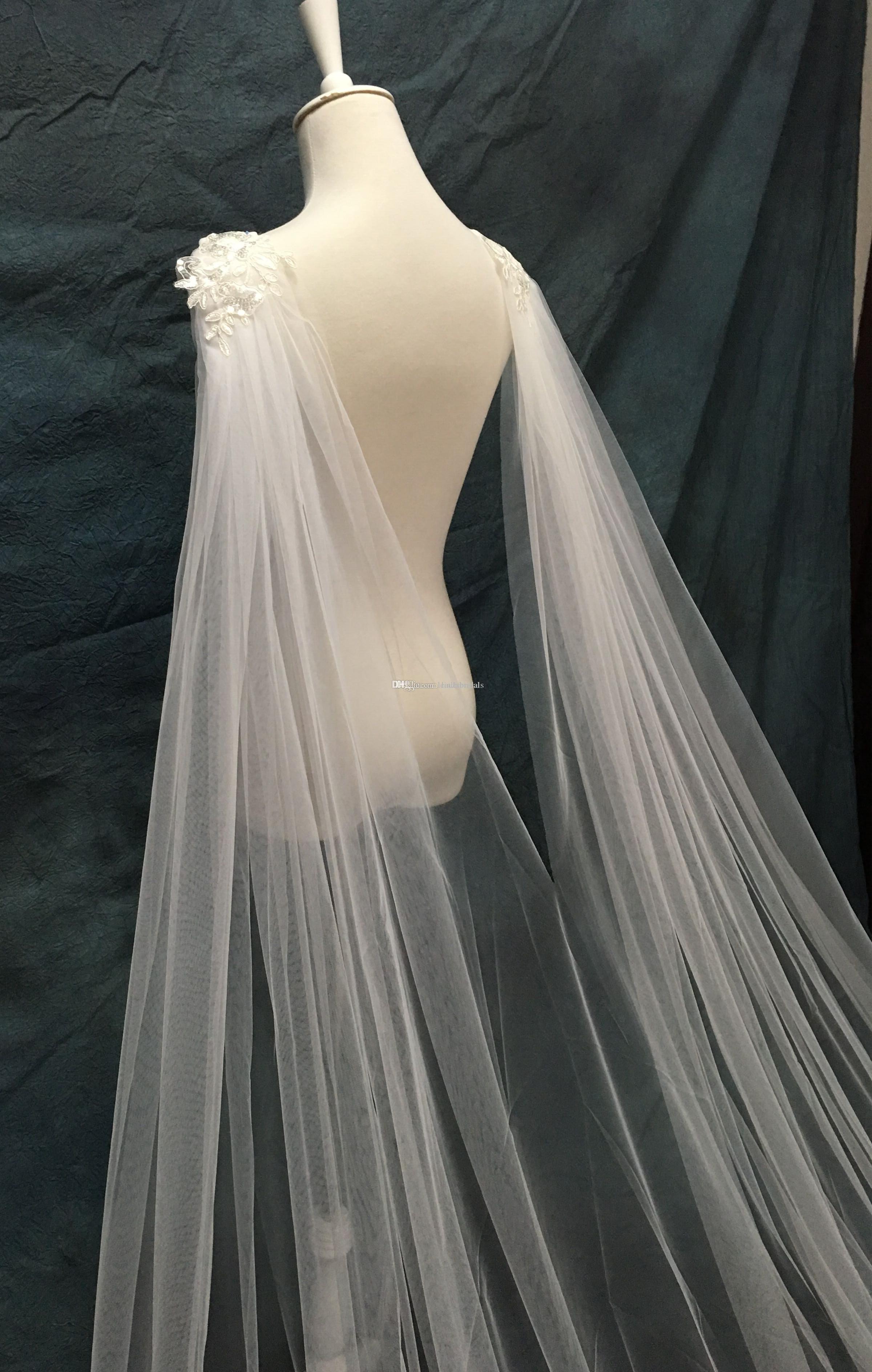 Fashion Wedding Veils Appliques Lace for Girls Cathedral Luxury Long Chapel Length