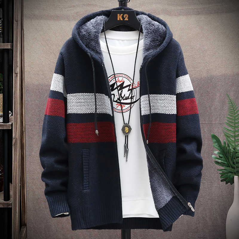 winter Men's high quality Knitted thicken Mens Coats Hood Male Sweater Casual Keep warm Male Cardigan Sweaters Men MY039 210818