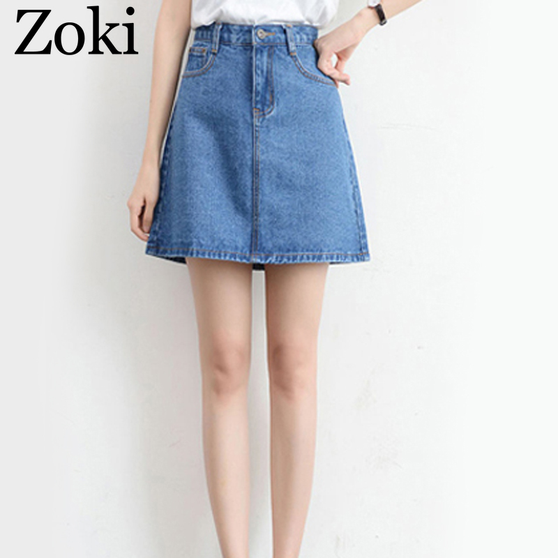 Zoki Sexy Women Denim Mini Skirt Fashion Summer High Waist Korean Black Skirt Blue Package Hip Jeans Harajuku Plus Size Cotton 210309