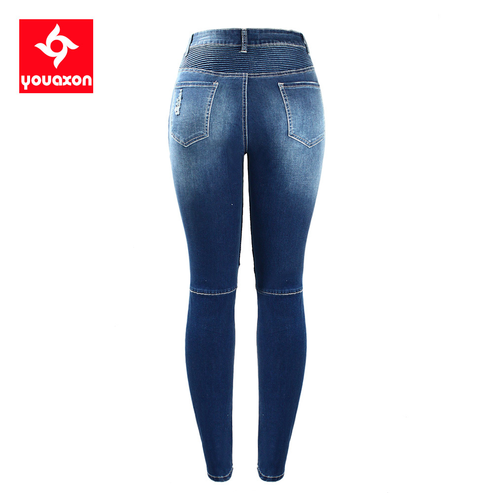 2077 Youaxon Women`s Motorcycle Biker Zip Mid High Waist Stretch Denim Skinny Pants Motor Jeans For Women 210222