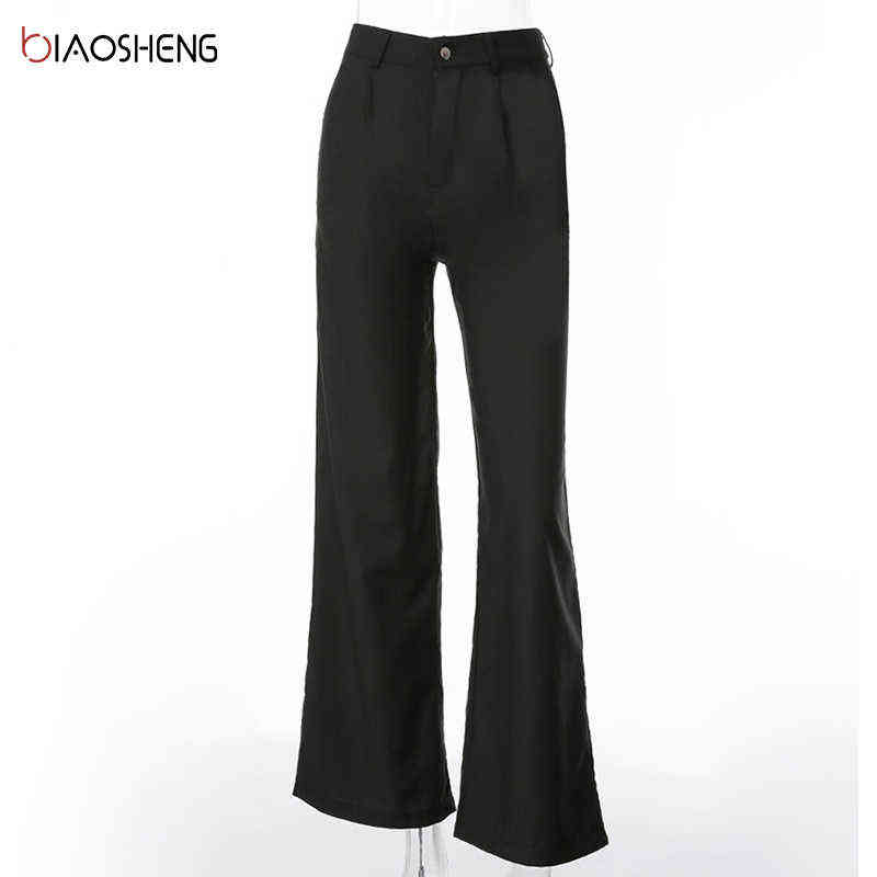 Women's Pants s High Waist Trouser Suits Fashion Loose Flare Wide Leg Full Length Female Casual Straight 211115