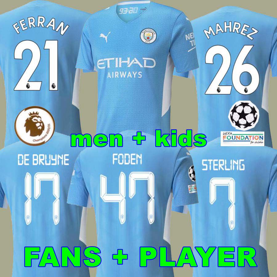 FANS Player version Manchester CITY BERNARDO STERLING FERRAN soccer jerseys 21 22 MAN home FODEN 2021 2022 Gundogan G.JESUS DE BRUYNE MAHREZ men+kids football shirts, Home adult
FANS Player version Manchester CITY BERNARDO STERLING FERRAN soccer jerseys 21 22 MAN home FODEN 2021 2022 Gundogan G.JESUS DE BRUYNE MAHREZ men+kids football shirts, Home adult