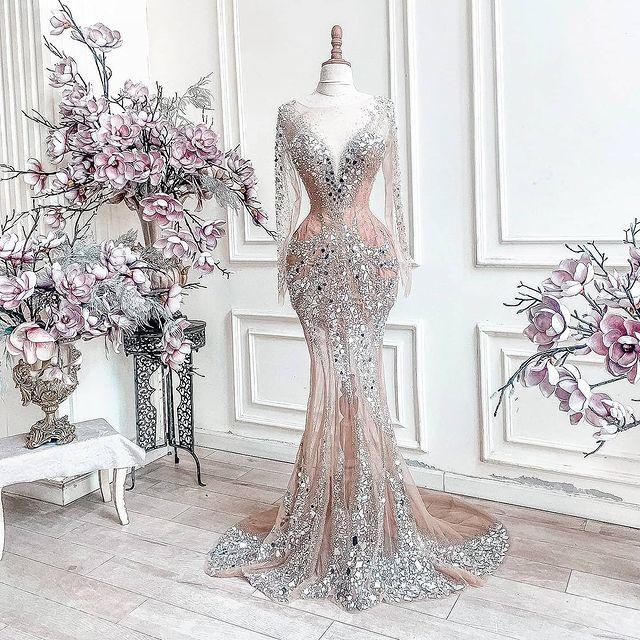 2021 Luxurious Arabic Aso Ebi Beaded Crystals Formal Evening Dresses Sheer Neck Bridal Dresses Illusion Plus Size Prom Occasion Gowns от DHgate WW