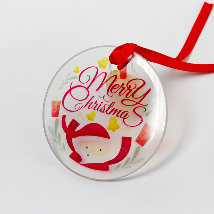 Sublimation Blanks Glass Pendant Christmas Ornaments 3.5inch Single Side Thermal Transfer Ornament Festival Decore Customized Diy Pendants DH0789