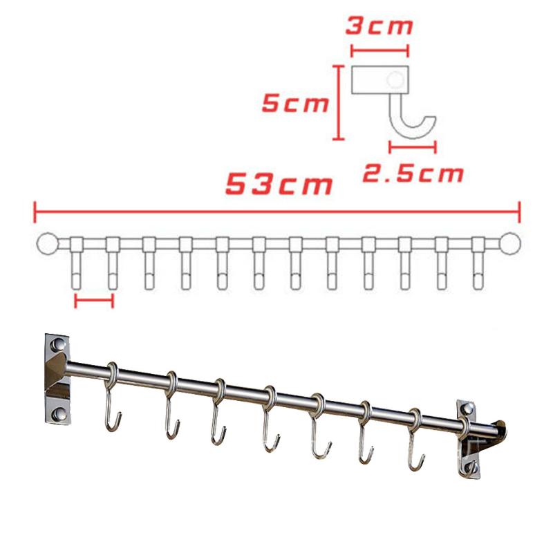12 Hook Stainless Steel Multifunctional Hooks KITCHEN Wall Hooks Hanging Wall Cabinet Kitchen Hook Space Saving