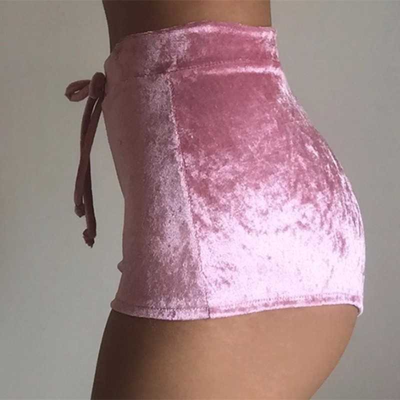 S-XL women velvet drawstring shorts plus size casual high waist winter sexy skinny booty feminino 210607