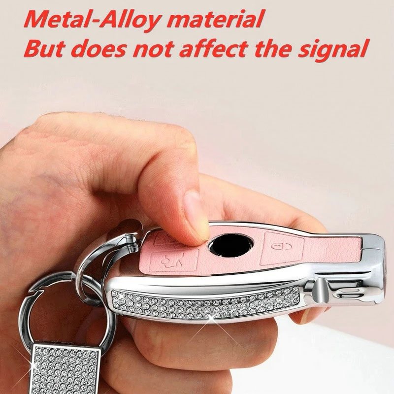 Vehicle Keys Covers Dia Zinc Alloy Leather Car Bag Case Key Holder For Mercedes Benz W203 W210 W211 W124 W202 W204 AMG Accessories